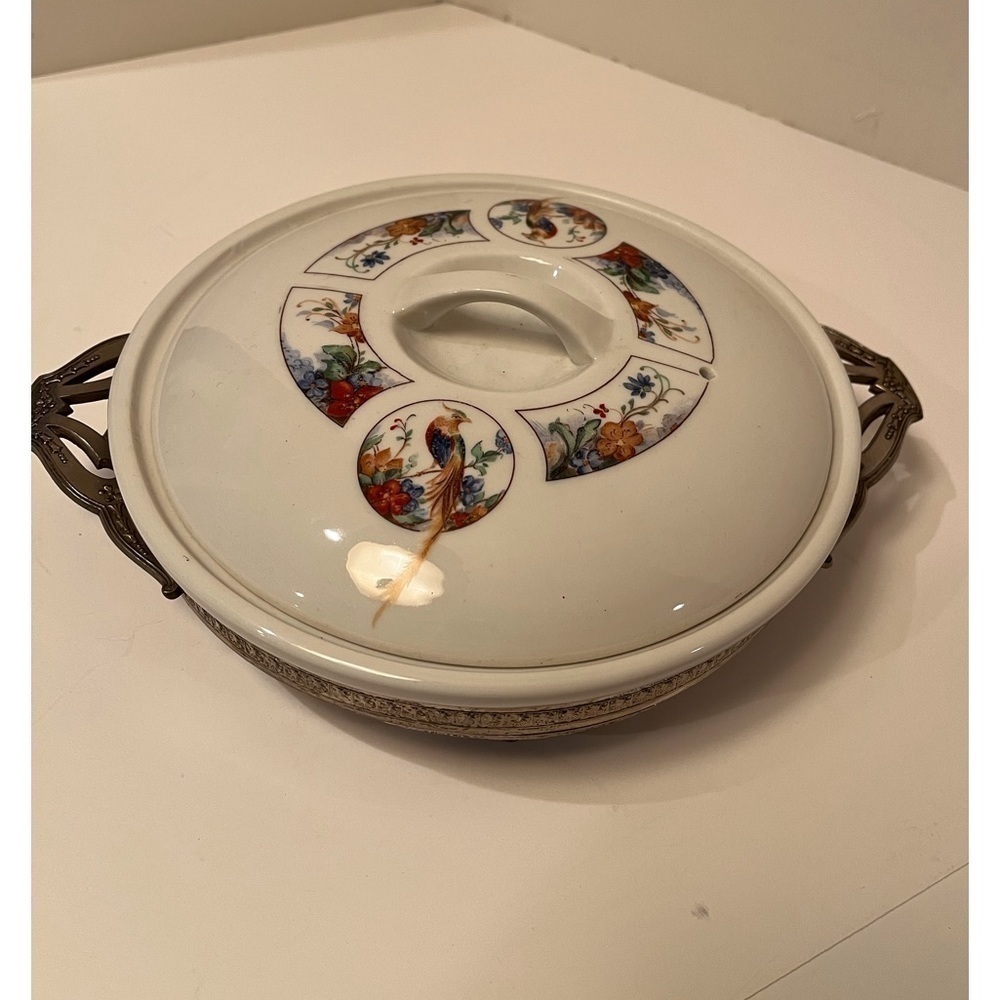 Vintage Royal Rochester Golden Pheasant Casserole Dish from the 1930s